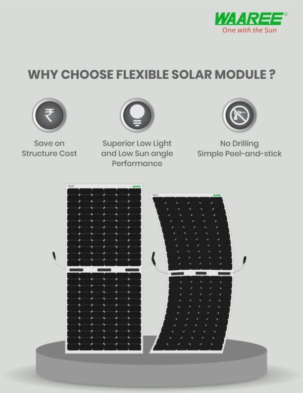 WAAREE 84WP 24Cells (2x12) Mono PERC Flexible Solar Module