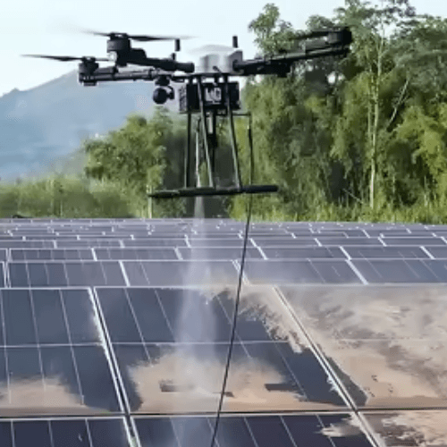Utility-Scale Solar Farms Cleaning Solar Panels with Drones Utility-Scale Solar Farms Cleaning Solar Panels with Drones